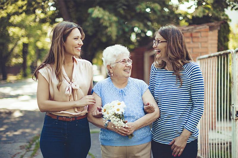 family of women on a walk